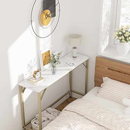 Narrow Console Table with Outlets for Living Room, Entryway, Hallway A936