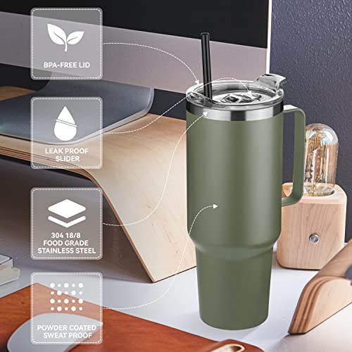 40 oz Stainless Steel Tumbler with Handle, Vacuum Insulated Travel Mug J854002