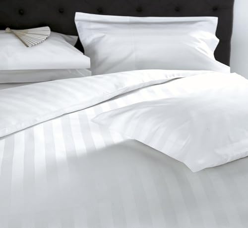 100% Egyptian Cotton King Size Sheet Set – 1000 Thread Count White Stripe – 4 Piece, Deep Pocket N11814