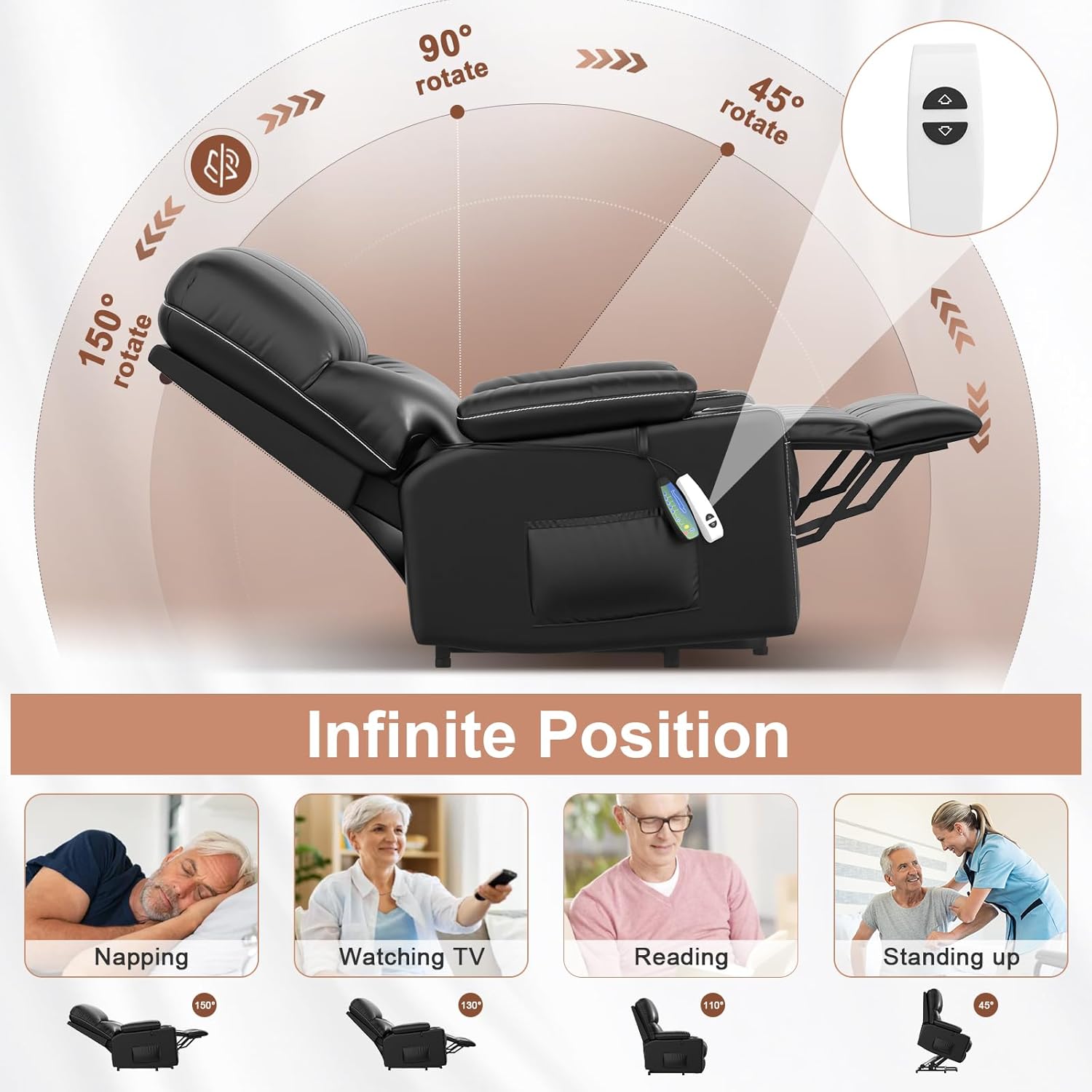 Power Lift Recliner Chair for Elderly with Heat and Massage M4614