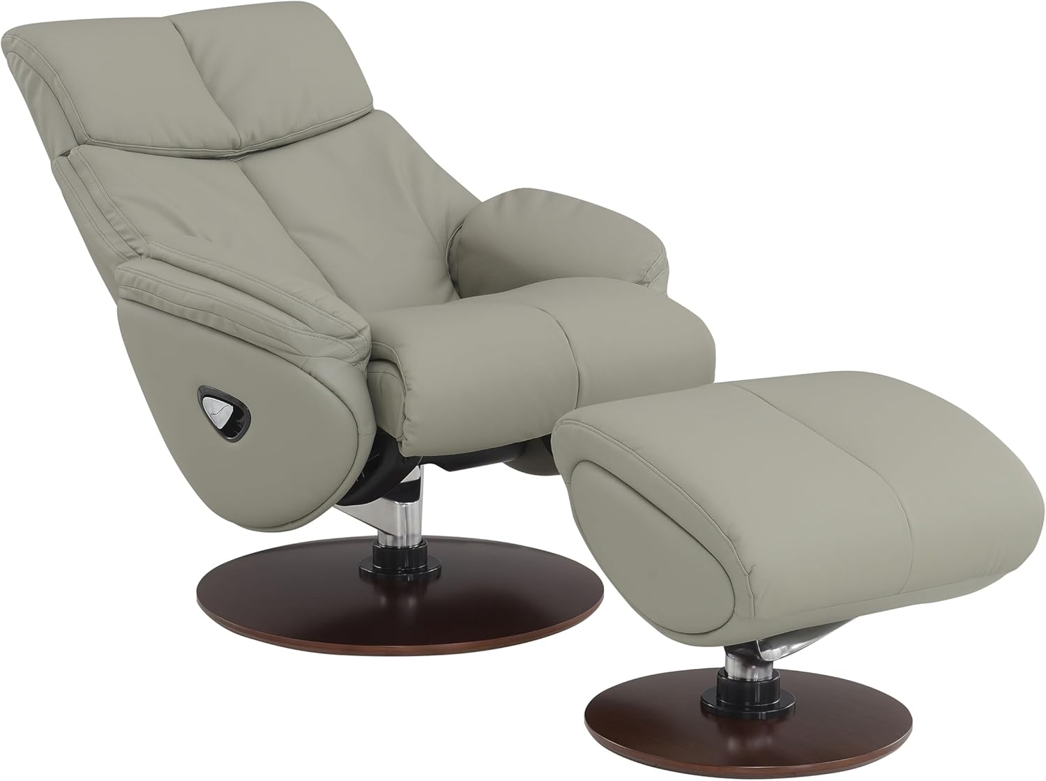 Swivel Recliner Chair with Ottoman, Upholstered High Backrest, Gray Q456