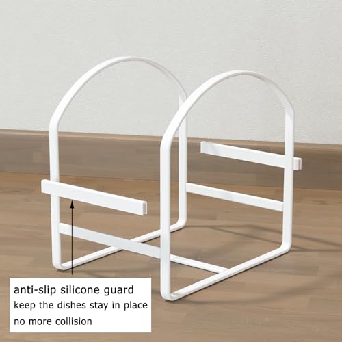 Plate Holder Organizer Large Dish Storage Rack Upright Cabinet Drying Racks Metal Stand Black B287