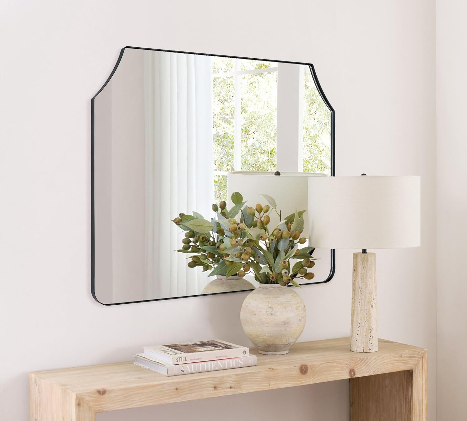 Arched Black Mantel Mirror 32x40 D5392