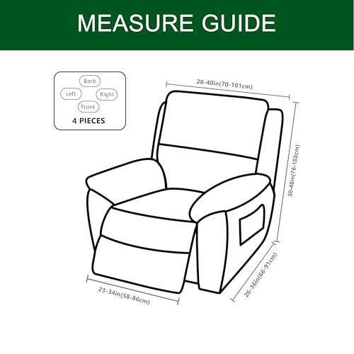 Recliner Slipcovers with Arms, 4-Piece Non-Slip Chair Cover with Storage Pockets F712