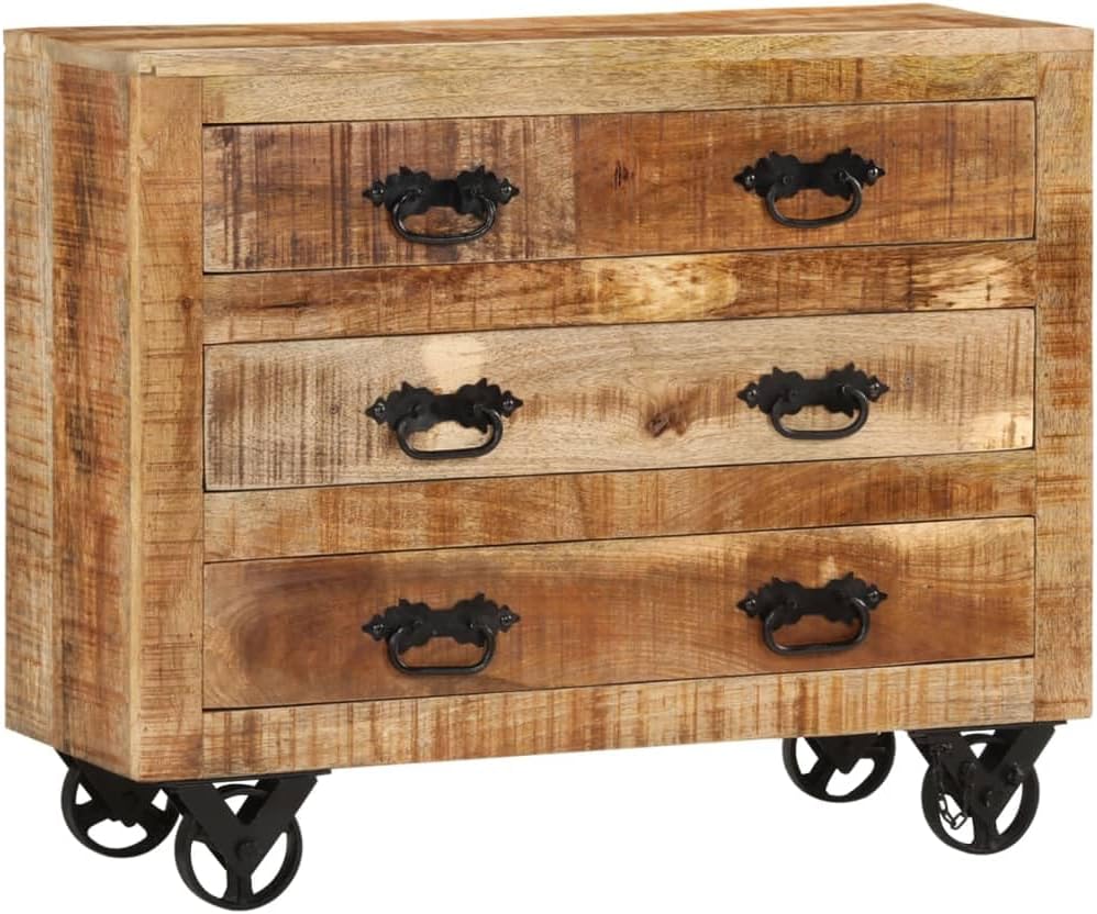 Sideboard with 3 Drawers, Solid Mango Wood, Brown S9705