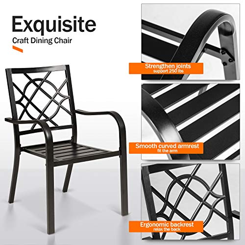Outdoor Wrought Iron Patio Dining Furniture Set with 4 Stackable Chairs and Steel Table Q485