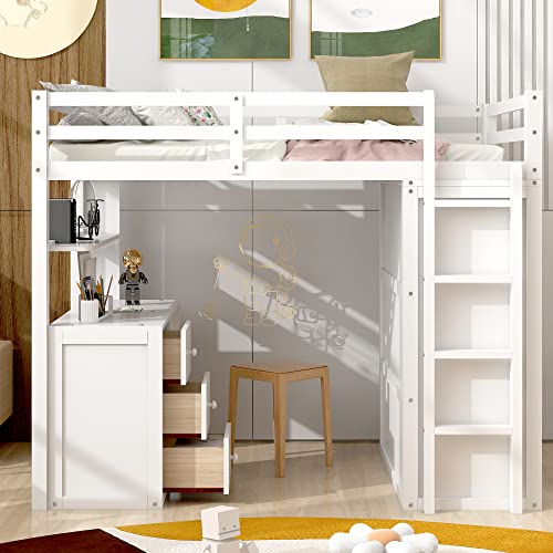 Full Loft Bed with Desk and Storage Drawers Z289457