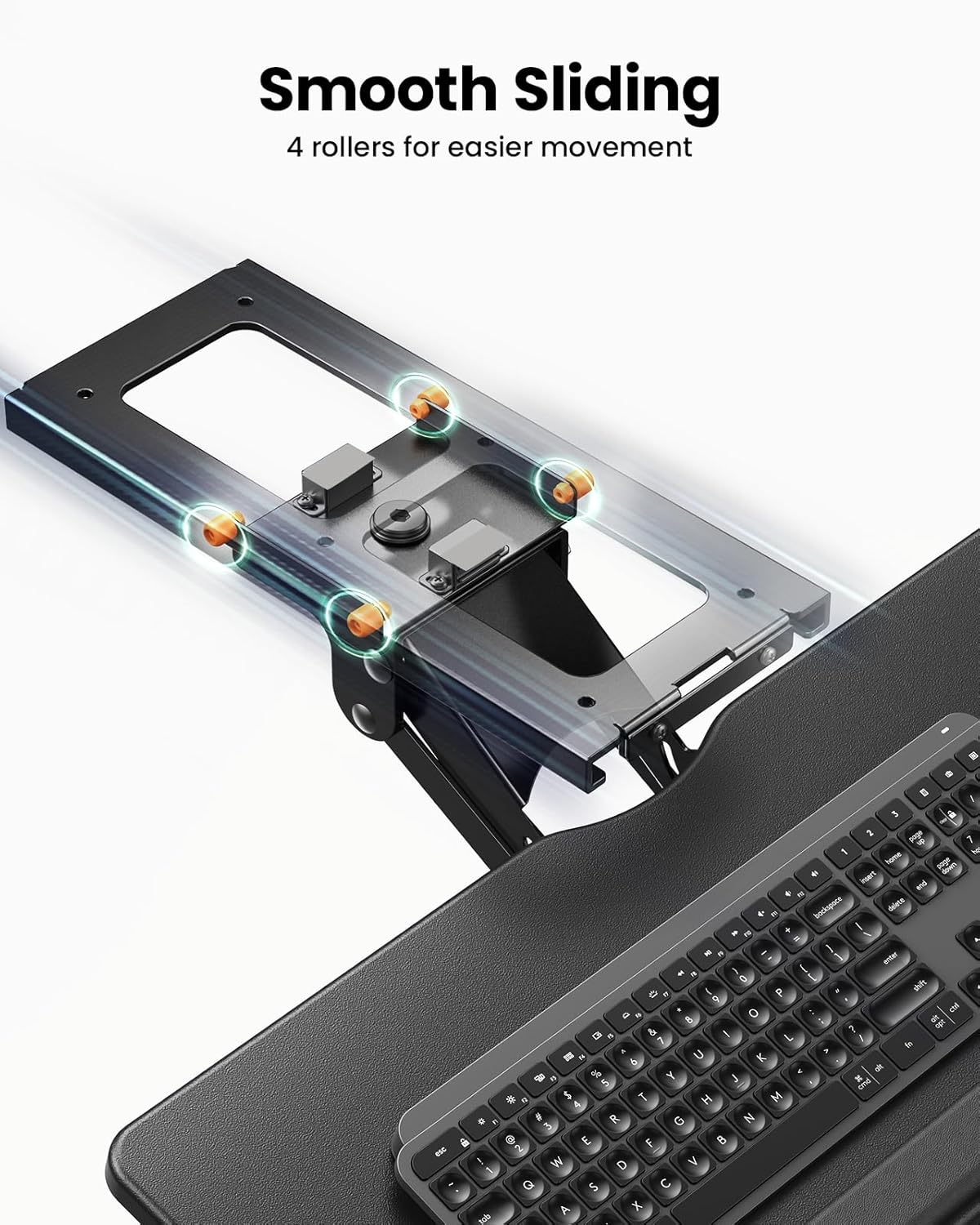 Sliding Keyboard & Mouse Tray Under Desk, Adjustable Height, Swivel & Tilt, Black A1379