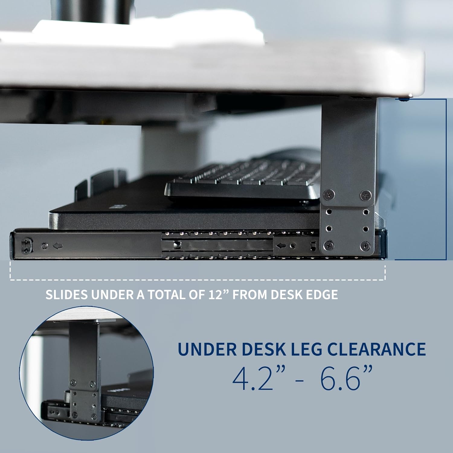Adjustable Under Desk Keyboard Tray, 27 x 11 inch Slide-Out Computer Drawer, Black L19840