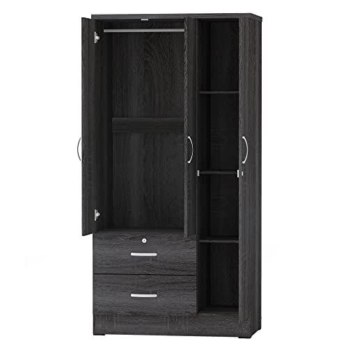 Symphony Wardrobe Armoire Closet with Two Drawers in Maple Q960