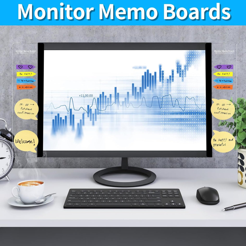 Acrylic Monitor Memo Board, 4 Pack Desktop Sticky Note Holder B635214