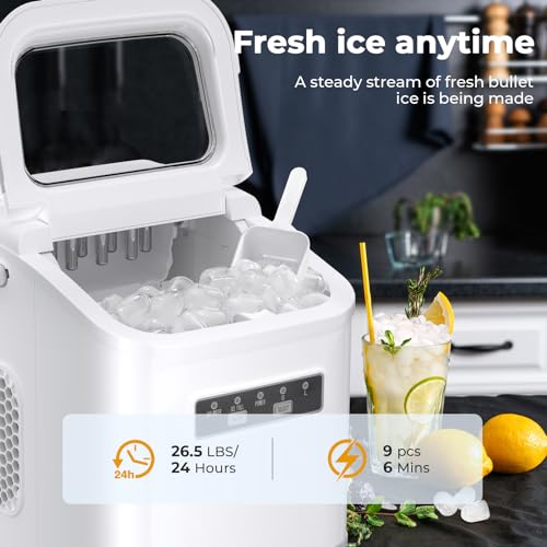 Countertop Ice Maker, Portable Bullet Ice Machine with Self-Cleaning, 2 Ice Sizes S172719