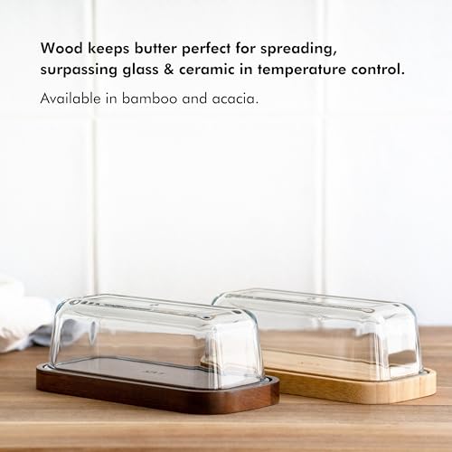 Glass butter dish with airtight lid for countertop and fridge J15690