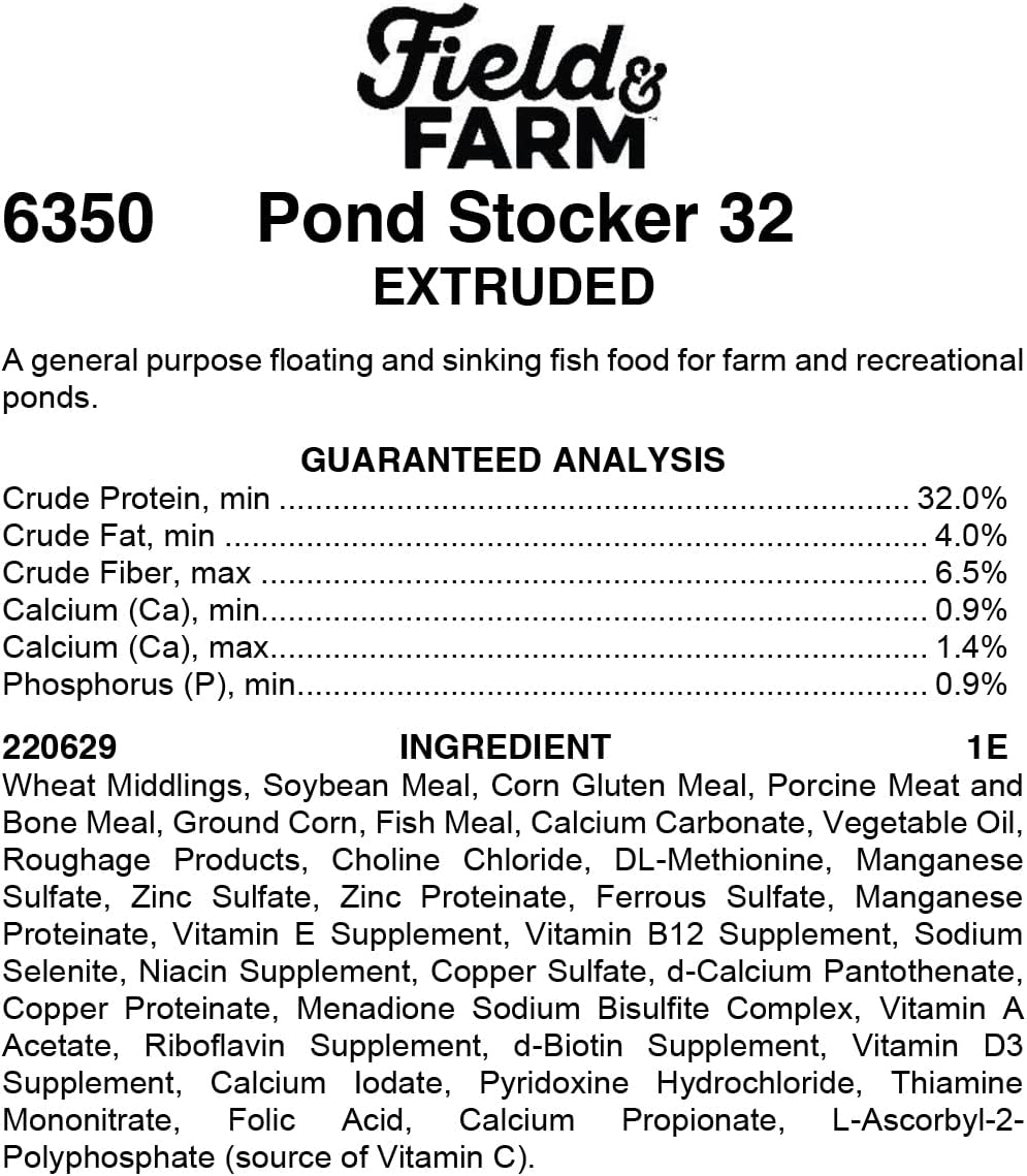 Fish Feed for Pond Stocker, High Protein, 25 Pound Bag Q7511