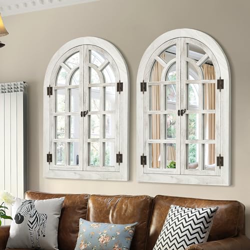 Arched Wall Mirror Wood Frame for Bedroom Living Room P83646