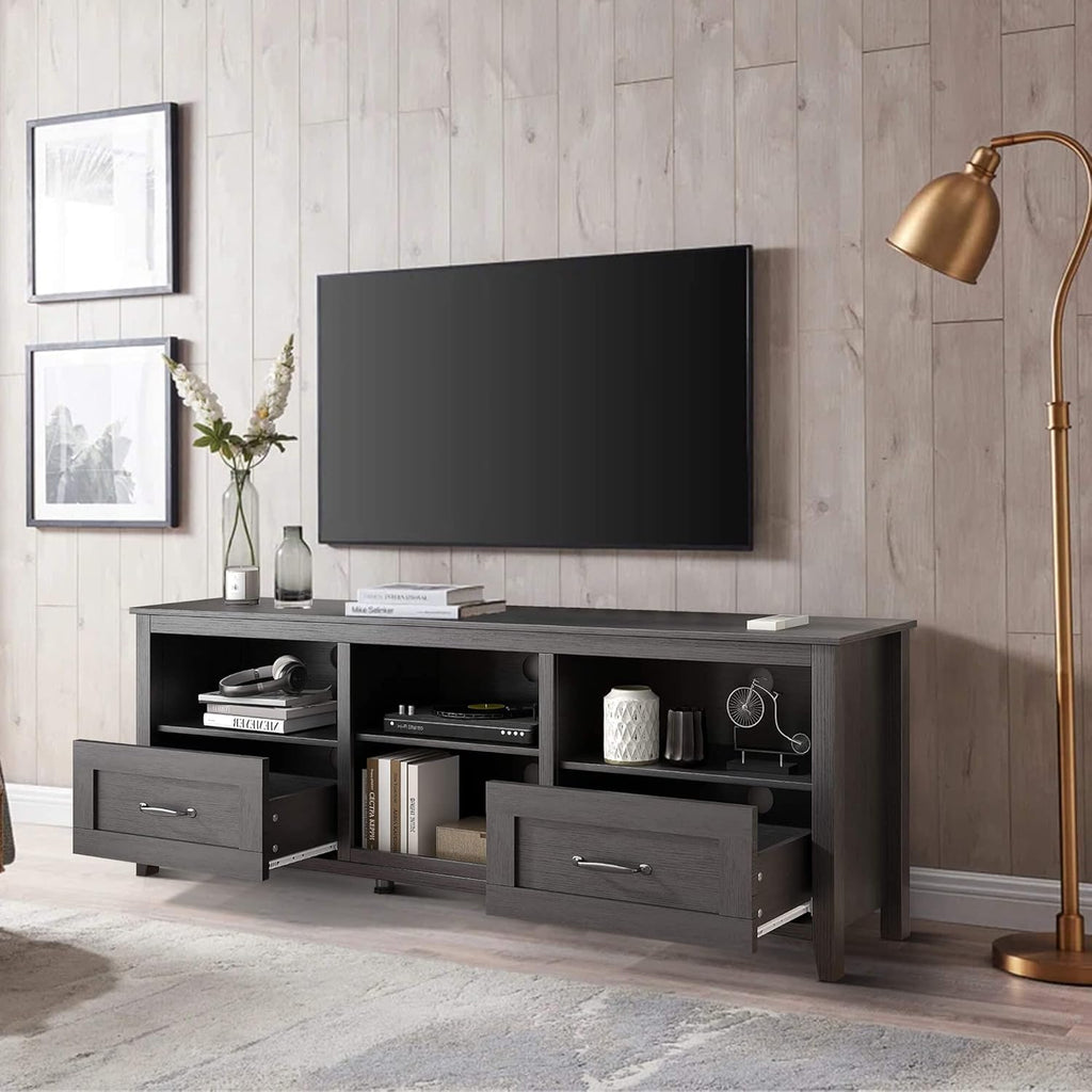 Black TV Stand for 55-80 inch TVs, Media Console with Drawers D649673