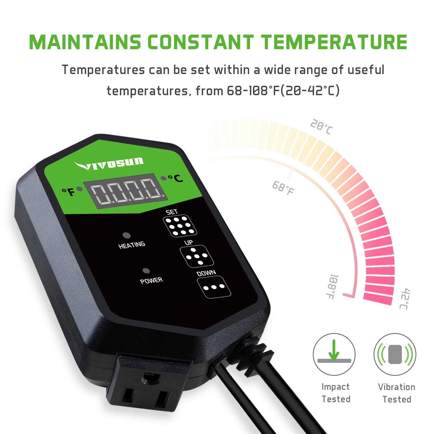 Digital Heat Mat Thermostat Temperature Controller for Reptiles S398