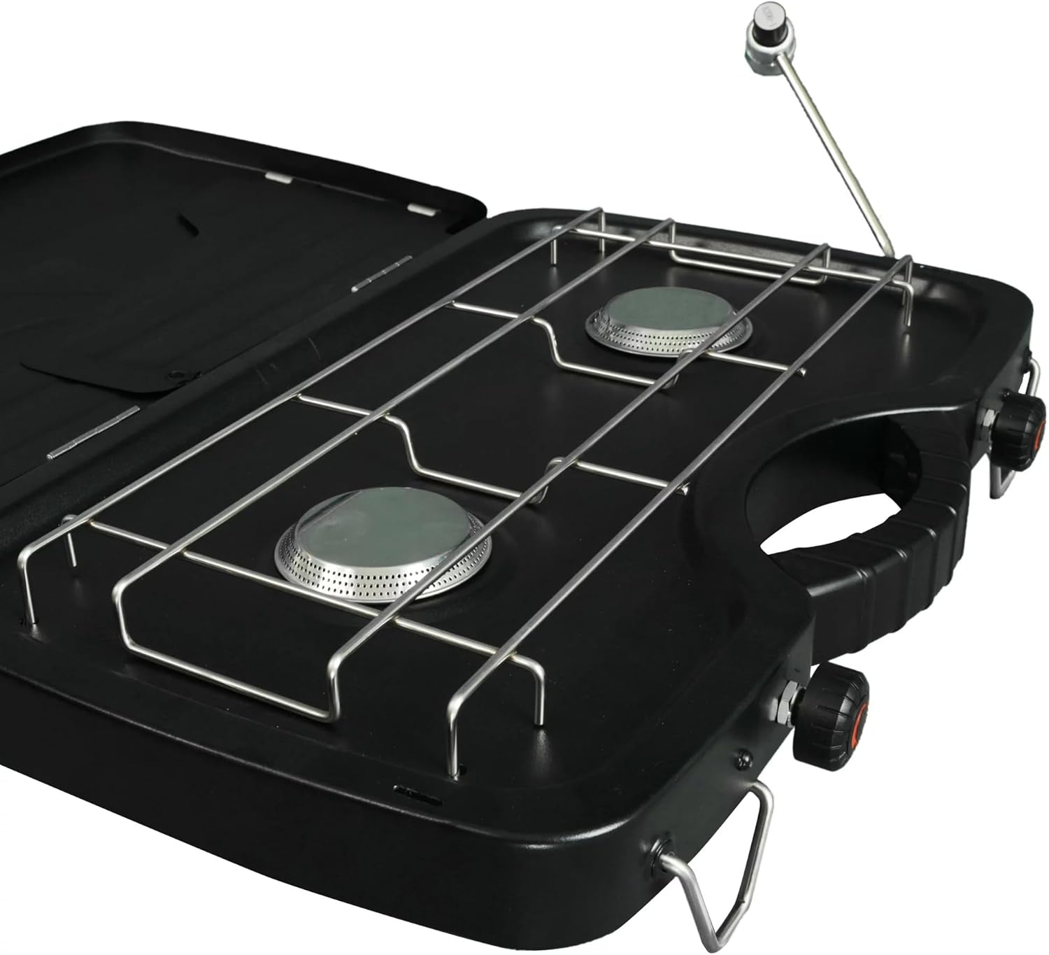 2 Burner Propane Gas Camping Stove, Portable Dual Burner with Adjustable Temperature Control Q443