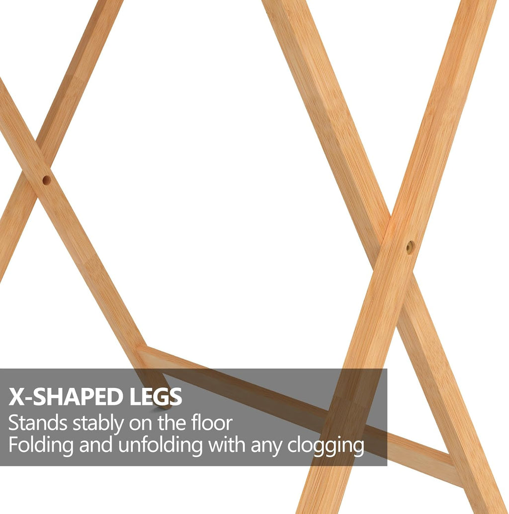 Folding TV Tray Table Set of 2, Bamboo, for Eating X1930