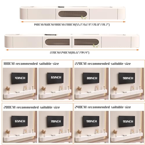 Floating TV Stand with 2 Cabinets, Wall Mounted TV Console, Grey U580276