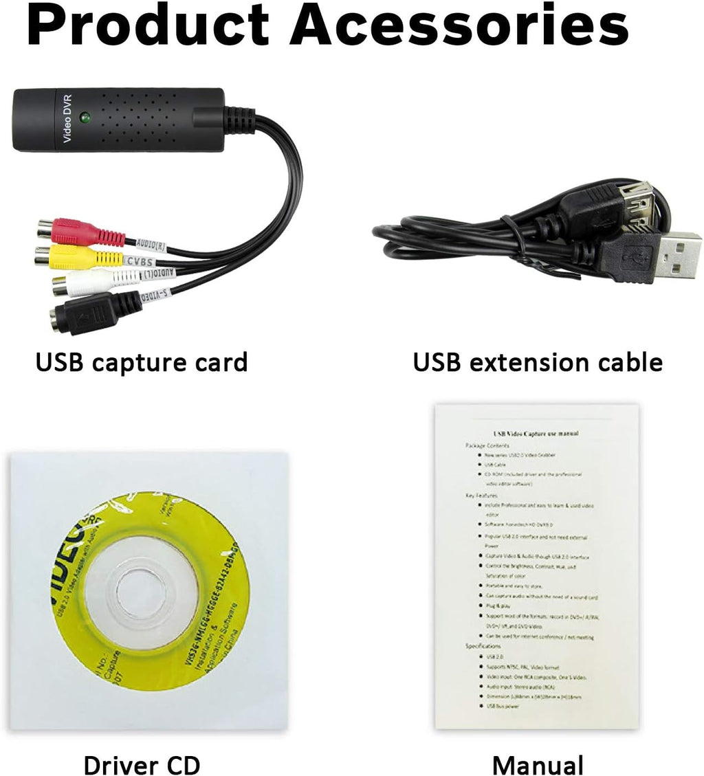 USB 2.0 Video Capture Card for VHS VCR to Digital Converter P734480