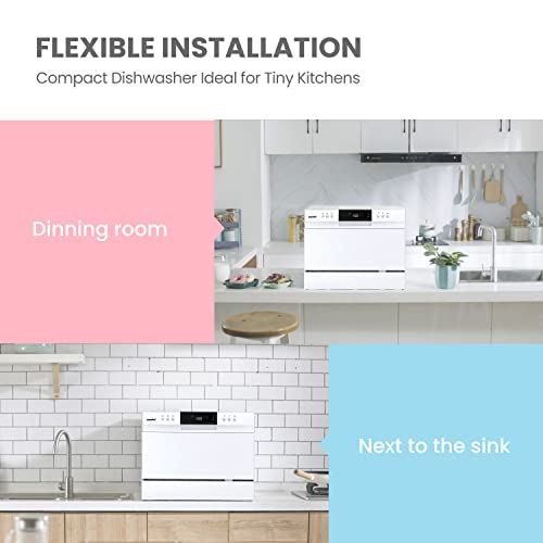 Countertop Dishwasher, 6 Place Settings, 8 Washing Programs, Black B841363