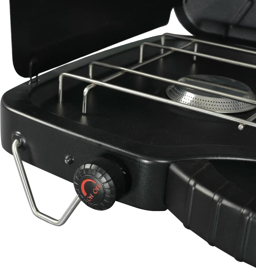 2 Burner Propane Gas Camping Stove, Portable Dual Burner with Adjustable Temperature Control Q443
