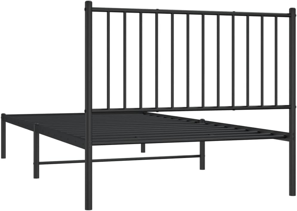 Metal Bed Frame with Headboard Black R845