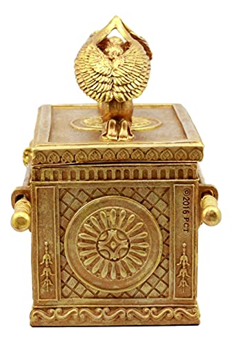 Large Matte Gold Holy Ark of the Covenant with Ten Commandments Religious Decorative Figurine Box Q672