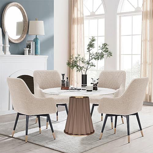 Swivel Dining Chairs with Arms Set of 2, Upholstered Accent Chairs for Kitchen and Living Room, Gray O2397