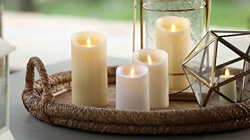 Flameless Candles Set of 3, Pillar, Scented, Ivory, Remote Included C375624