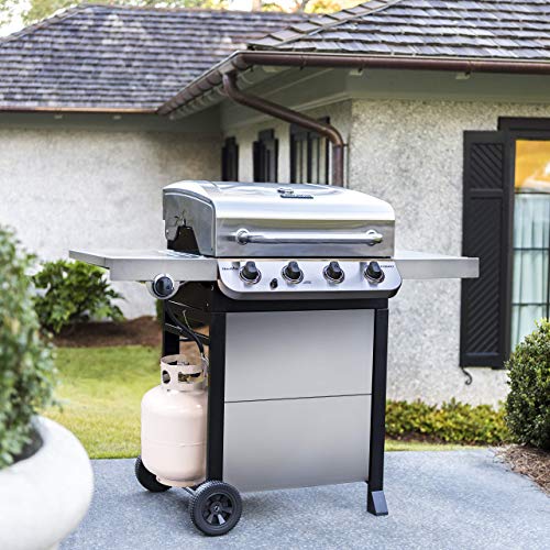 4-Burner Propane Gas Grill with Side Burner, Stainless Steel Q98441
