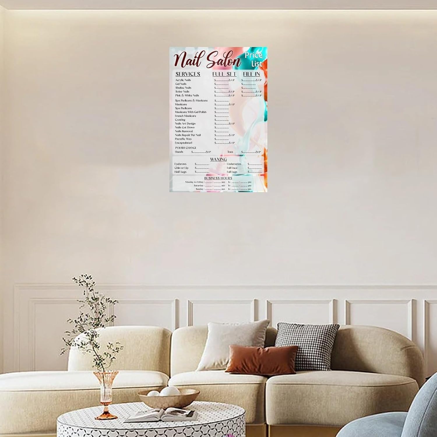 Hair Salon Nail Salon Price List Poster Barber Shop Wall Decoration Canvas Print R649279