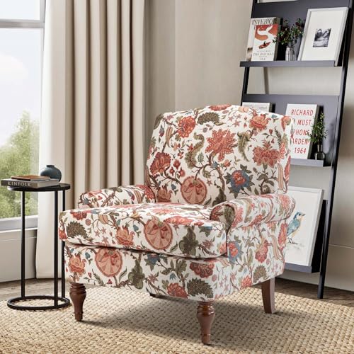Modern Upholstered Accent Chair with Retro Wood Legs and Removable Cushion V632