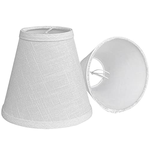 Double Mini Small Brown Barrel Lamp Shades Clip On Bulb, TOOTOO STAR Barrel Fabric Lampshade for Table Chandeliers Wall Floor Lamp Replacement, 3x6x5 Inch, Set of 2 (2 PCS Pack)