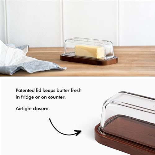 Glass butter dish with airtight lid for countertop and fridge J15690