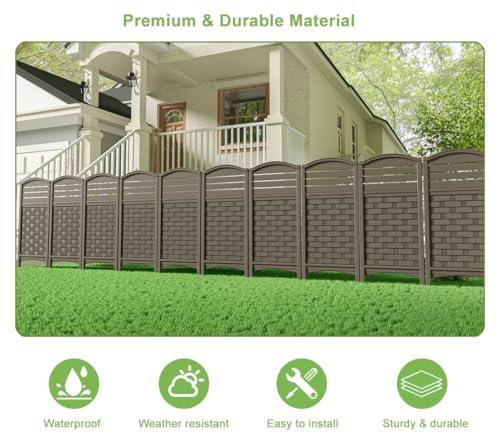 Air Conditioner Fence Privacy Screen, 4 Panels Outdoor Enclosure, Resin Fence Panels Kit, 45" x 22" Per Panel, Off White W57422