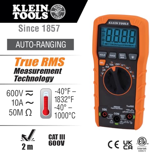 Slim Digital Multimeter with Reverse Contrast Display, Auto-Ranging TRMS, 600V Y65588