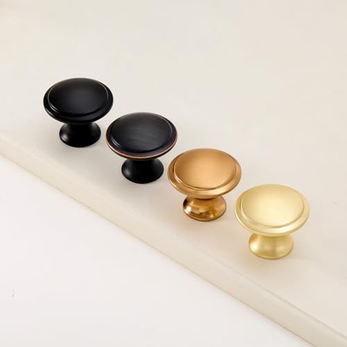 10 Pack Matte Black Round Cabinet Knobs 1 1/4 inch D36777