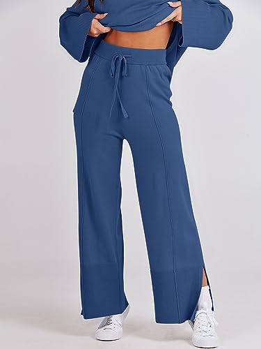 Women's 2 Piece Knit Sweater Set with Wide Leg Pants S675
