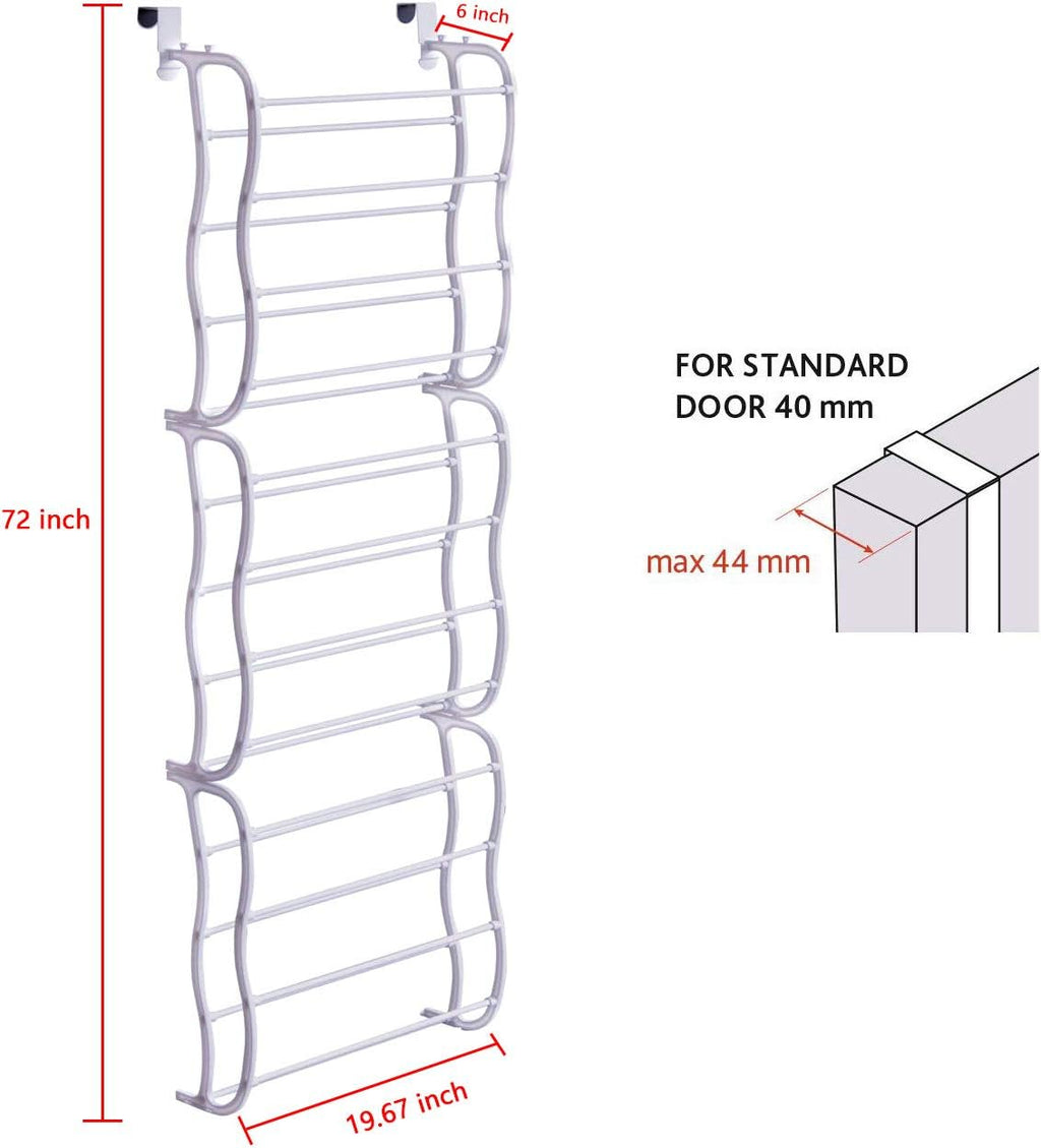 Over the Door Shoe Rack Holder - 36 Pair Hanging Shoe Organizer X35963