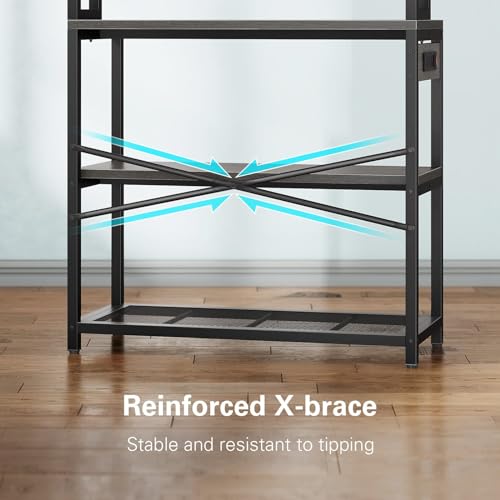 39.4 Inch Wide 5-Tier Bakers Rack with 3 Power Outlets and Storage B3817