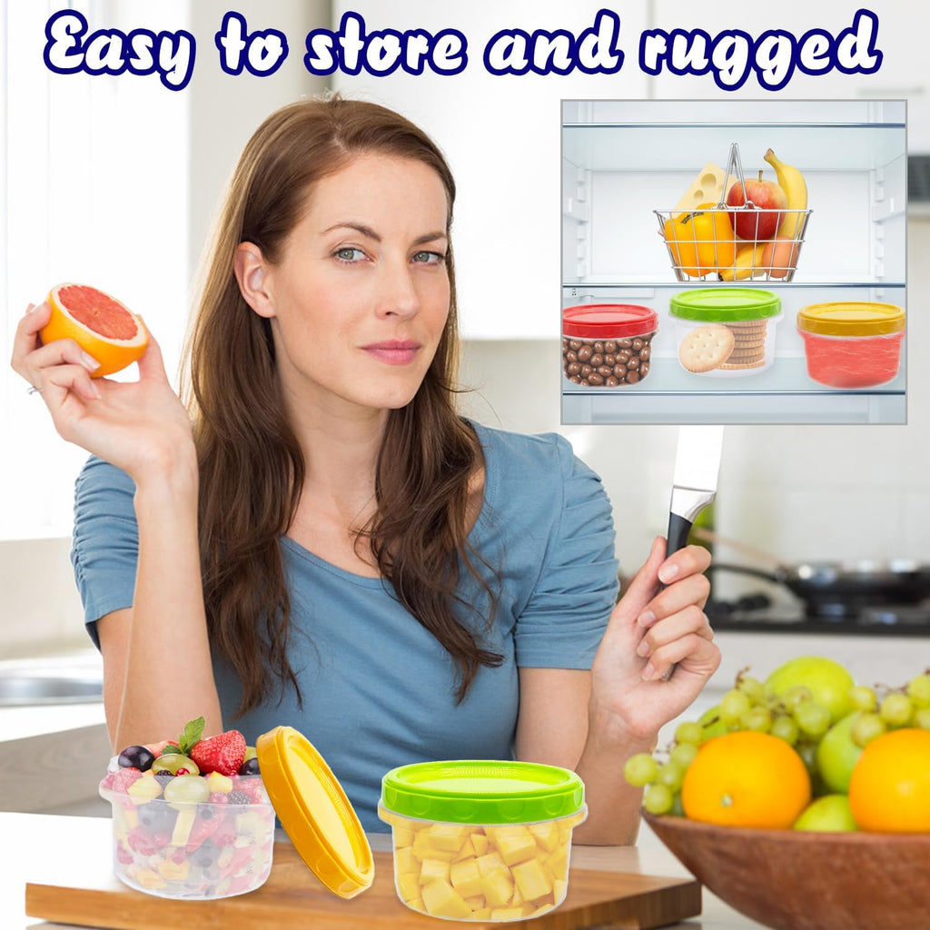 8 oz Reusable Plastic Containers with Screw Lids for Food Storage U4550