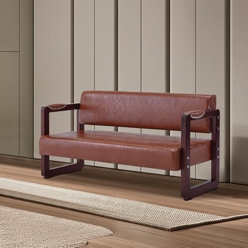 Waiting Room Bench with Backrest, Faux Leather, Modern Style K701
