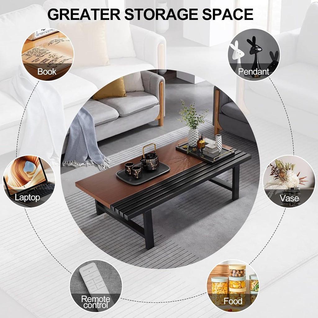 Japanese Floor Table 39.4in Rectangular Low Coffee Table for Living Room B57195