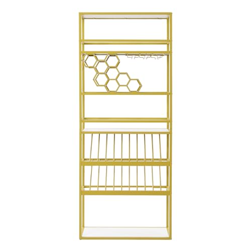 Wine Rack with LED Lights, 6 Tier Freestanding Floor Storage Shelves Z8394