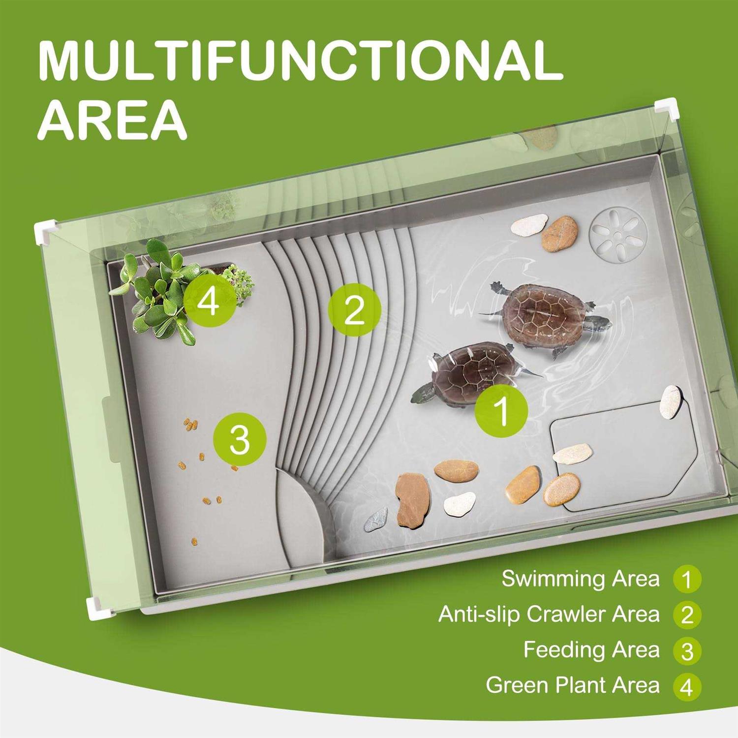 Acrylic Aquatic Tortoise Aquarium Starter Kit with Multi-Function Area Q53132