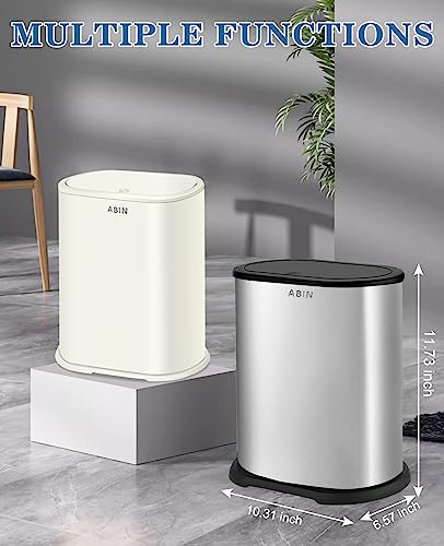 Bathroom Trash Can with Press Top Lid, 2.1 Gallon Slim Stainless Steel S523073