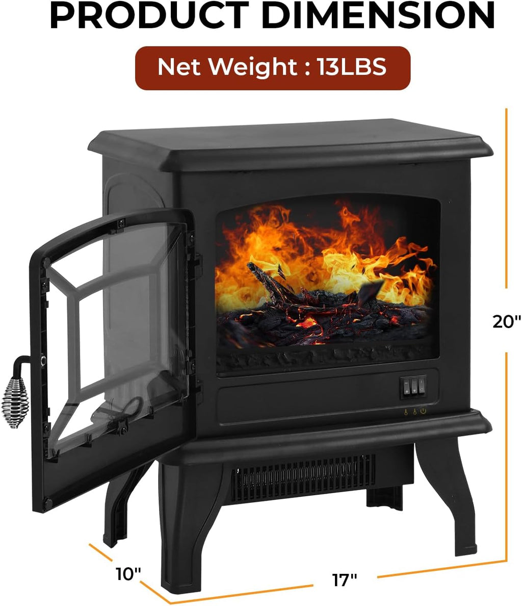 Electric Fireplace Heater with 3D Flames, Freestanding TV Stand, 1500W B773