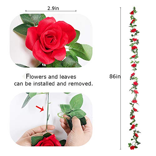 Artificial Rose Vines with Greenery, 4 Pack for Wedding Home Decor X892259